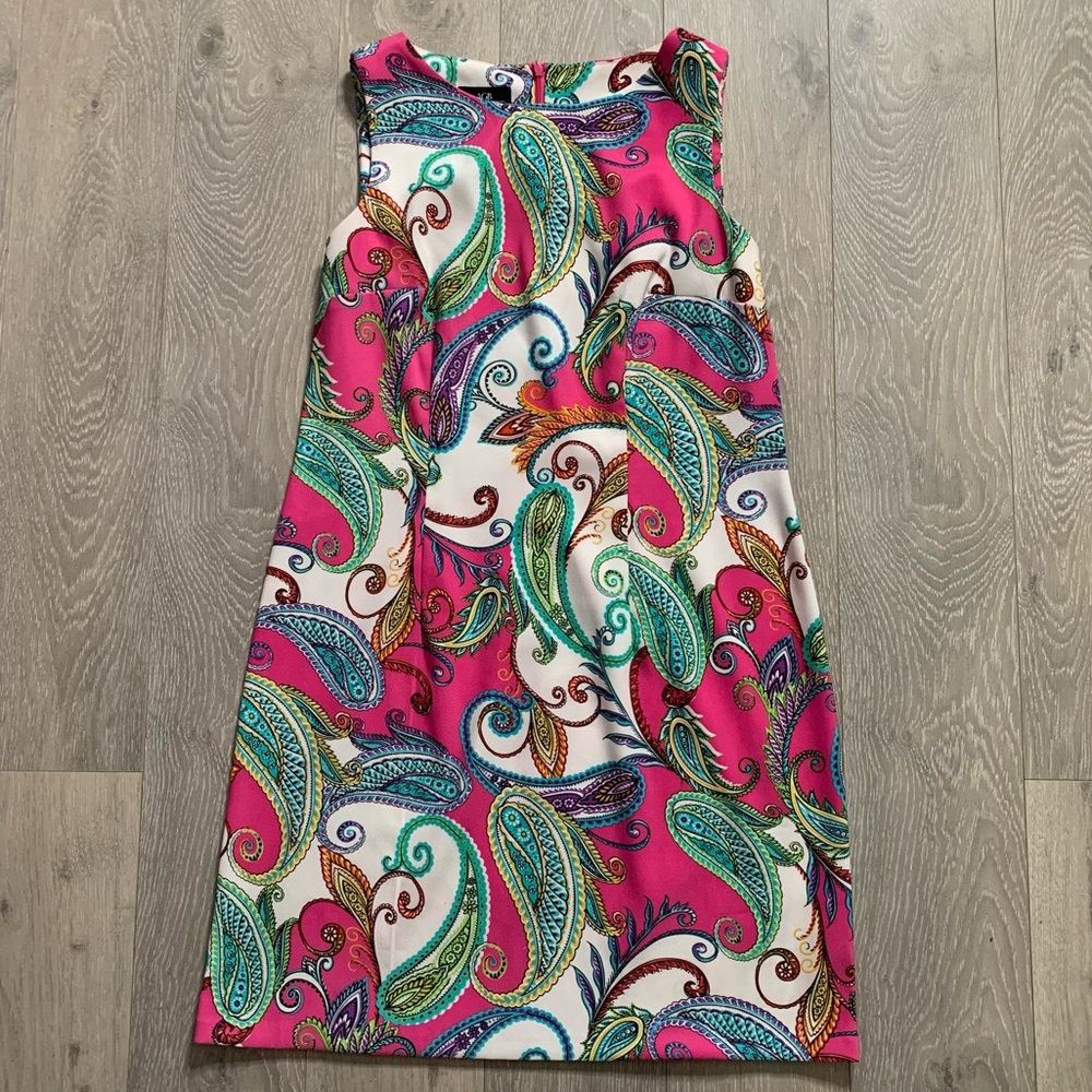 AGB Sleeveless Paisley Dress Pink White Women’s Size 14